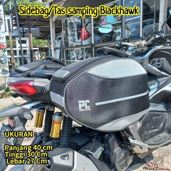 PCSB2 Planet Custom SIDEBAG PC BLACKHAWK Tas Samping Motor Bahan 1680dable Lembar Rangka Flat Rain C