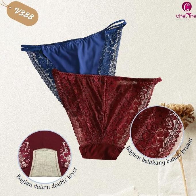 Promo Chelyne Celana Dalam Mini V386 / V2813 / V388 Seamless Lycra Tebal - Model Tali Spaghetti Cod