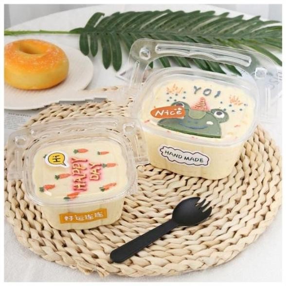 Box Cup Mika / Box Mika Dessert Tiramisu / Mika Cup Salad With Handle