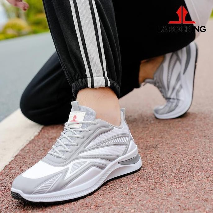 Larocking - Vega Abu Putih | Sepatu Running Gym Shoes Abu Outdoor Olahraga