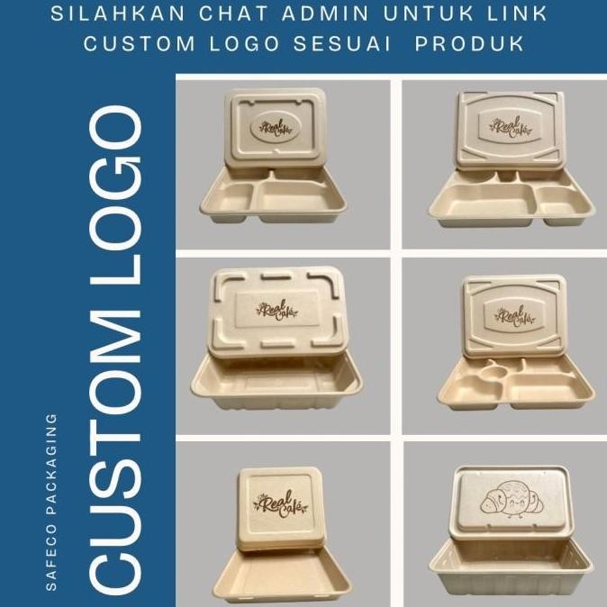 Bagasse Safeco Wide 1350 ML Kotak Tempat Makanan Food Box  Kotak Tempat Makan Packaging Kemasan Kota