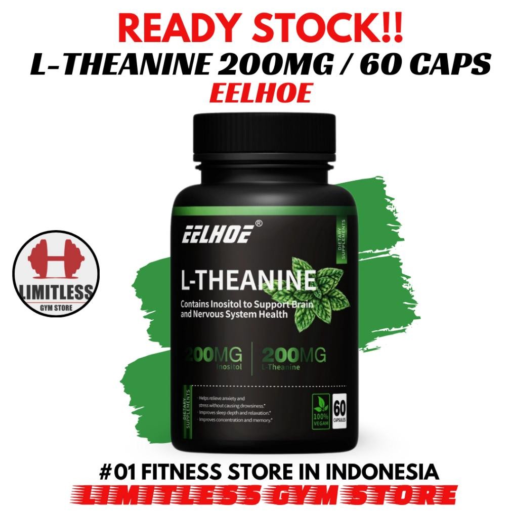 (Promo) Usa L-Theanine 200Mg - 60 Kapsul L Theanine Calm Relax Original