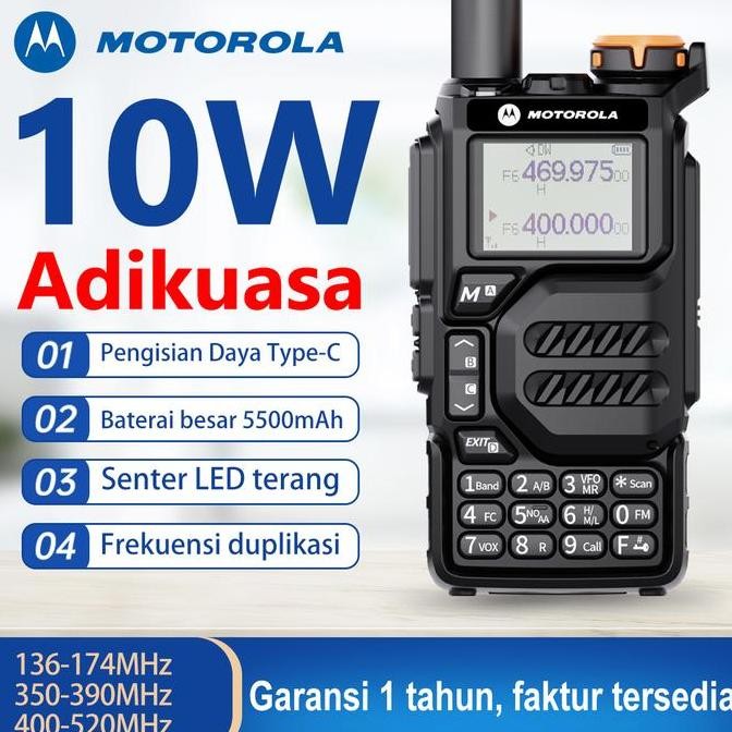 ZOLDYCK- HT Motorola X8 Walkie Talkie 10Watt AM/FM 5500mAh Dual Band VHF/UHF One-Click Frequency Mea