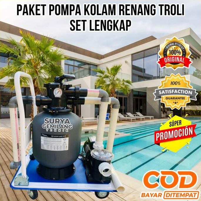EXORCIST- Paket Pompa Vacum Kolam Renang Portable Troli Mesin Pompa Kolam Renang