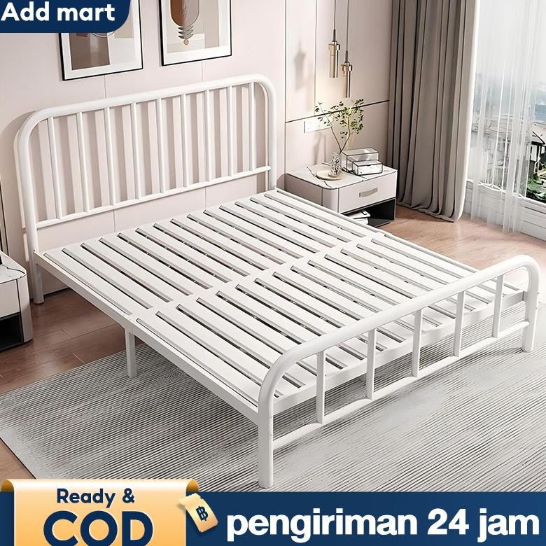BELERAINTE- Tempat Tidur Besi / Dipan Kasur 180x200 / Ranjang Besi Rangka / Dengan Papan Tempat Tidu