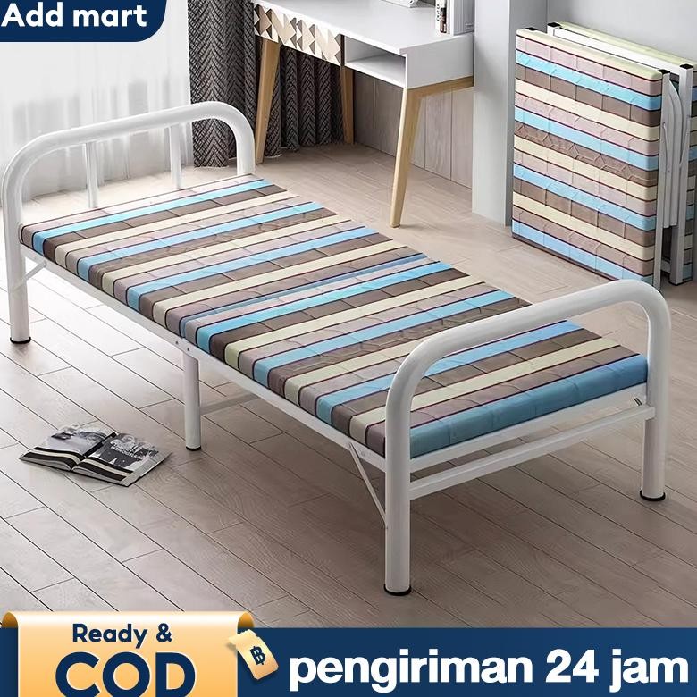 BELERAINTE- Dipan Tempat Tidur Lipat Ranjang Lipat Dipan 90x200cm Dipan Ranjang Besi Kasur Single Be