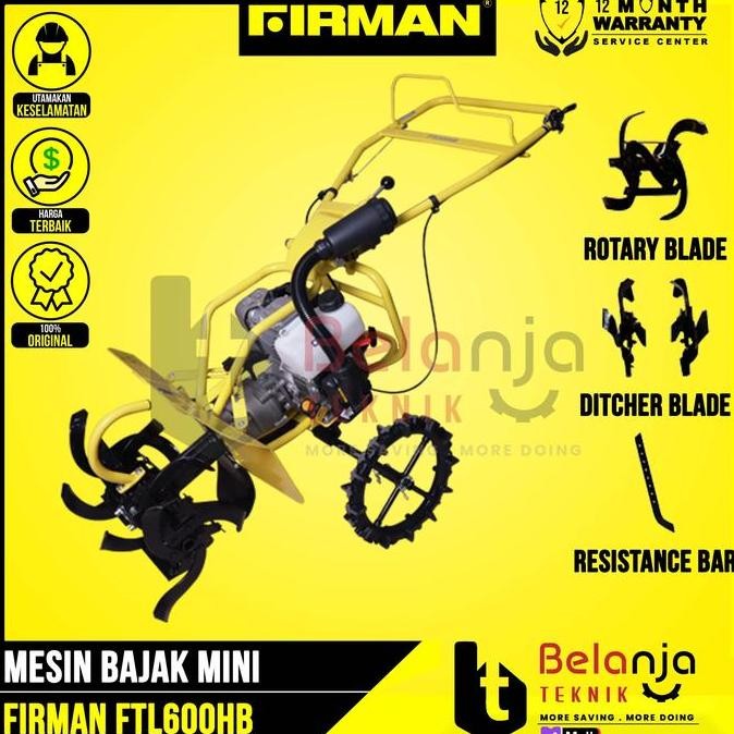 JUNJI- Firman Mesin bajak mini FTL 600 HB Cultivator FTL 600HB PARIT FTL600HB