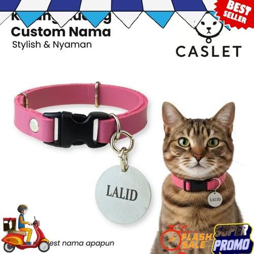 GROSIR Kalung Kucing Custom Nama Model Klip Liontin Premium Aksesoris Kucing Lucu