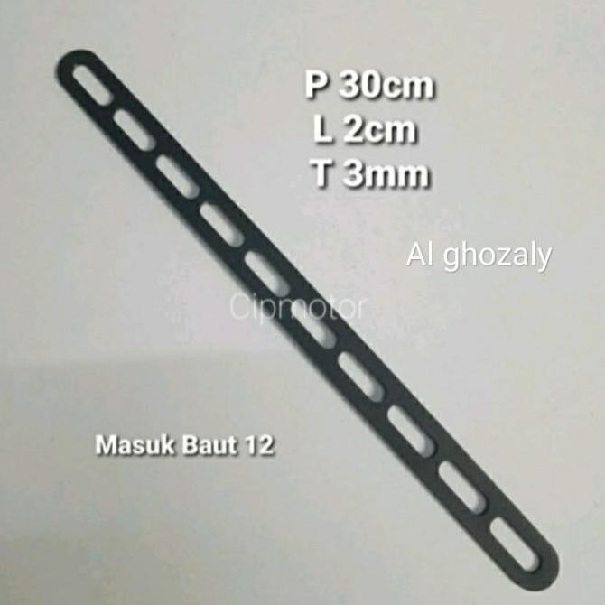 Promo Brecket Breket Bracket Plat Bolong Tebal 2M Serba Guna - Silver +-1, 7Mm Cod