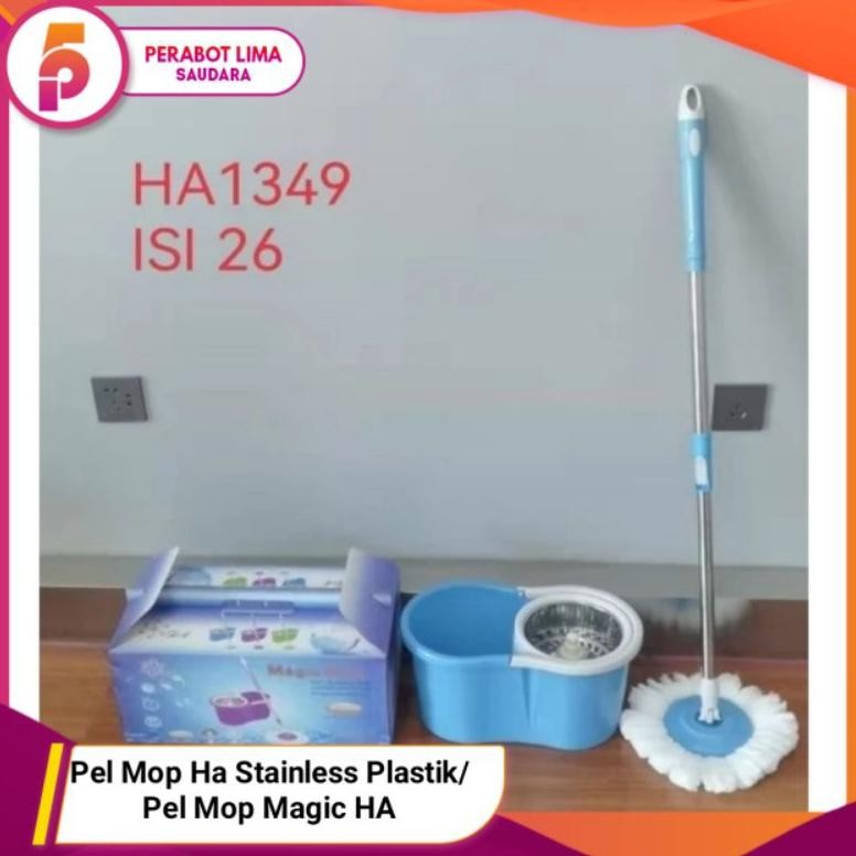 Alat Pel Spin Mop Putar Otomatis / Pel Mop Putaran Stainless Plastik/Rotary Mop Alat Pel Set Ember