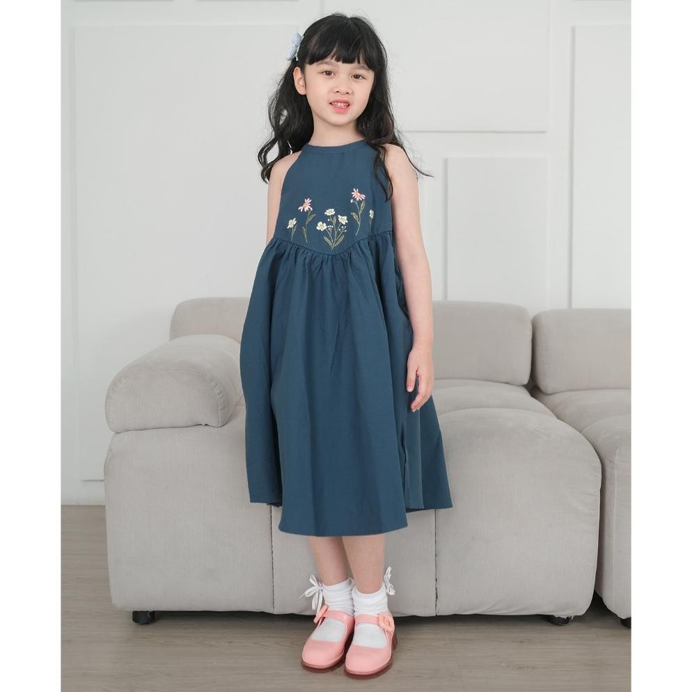 LENINA MIDI DRESS | Hunny Bunny | Gaun Anak Perempuan | Dress Halter Neck Bordir