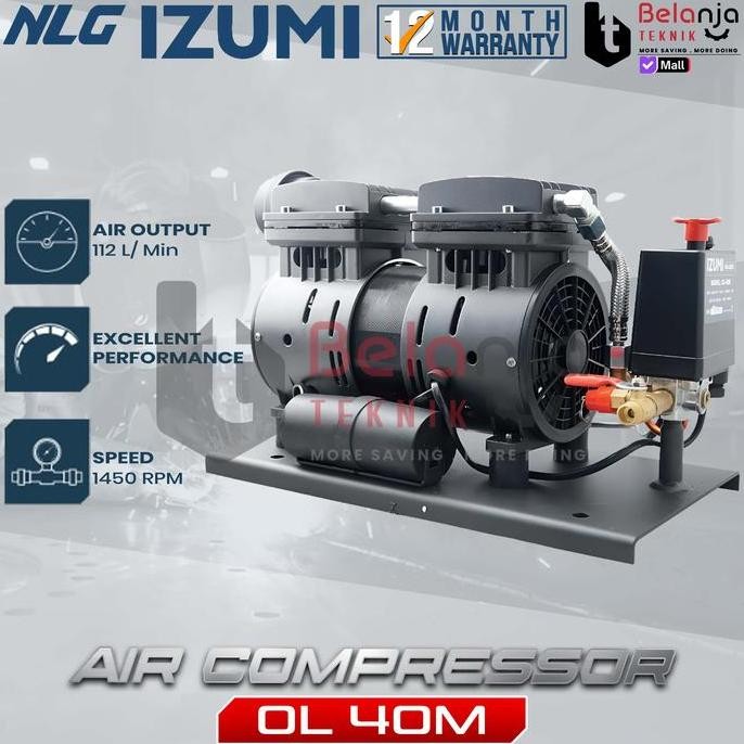 WONDERWEISS- Izumi NLG Mesin Kepala Kompresor OL-40M Pompa Air Oilless Jet Pump Jetpam OL40