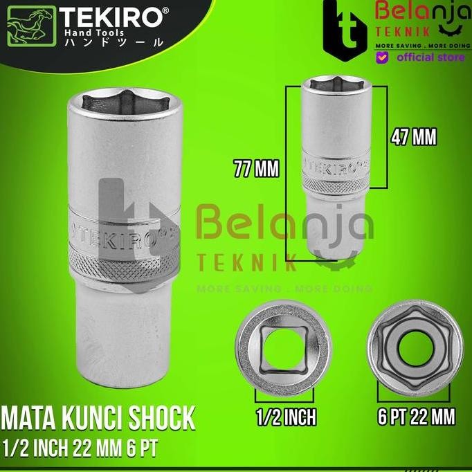 WONDERWEISS- Tekiro Mata Kunci Shock 1/2 Inch 22 mm 6 PT Mata Deep Sok Panjang 1/2"