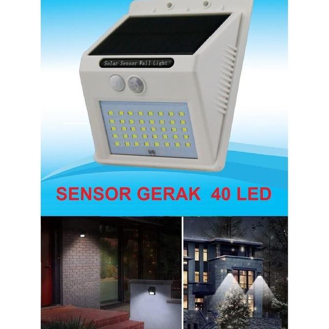 ENRIO- LAMPU 40 LED - 5 WATT TENAGA SURYA - SENSOR OPTIK & WATERPROOF