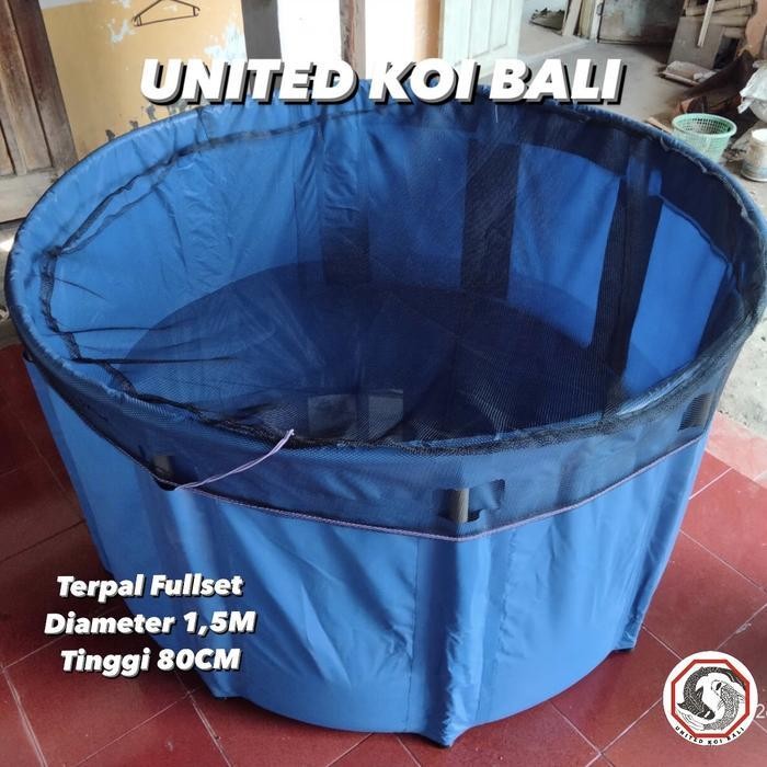 KOLAM TERPAL VET BULAT ORCHID FULLSET TERPAL IKAN KOI DIAMETER 1,5 M