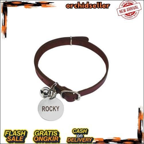 Termurah Kalung Anjing  Custom Nama Liontin Metal Kulit Premium