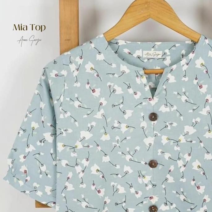 Promo Mia Women Top 1900923/Blus/Atasan Batik Katun Jepang Bunga Pastel COD