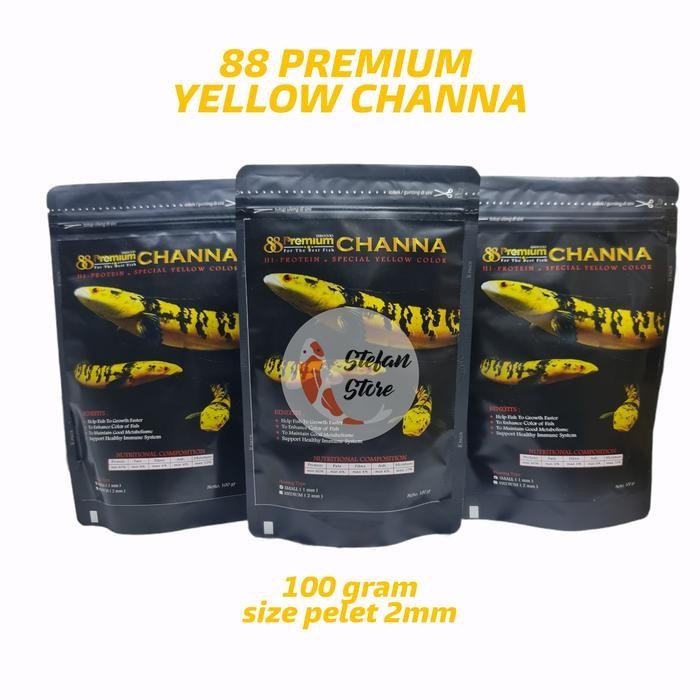 PELET CHANNA 88 PREMIUM YELLOW BLUE RED PAKAN CHANNA