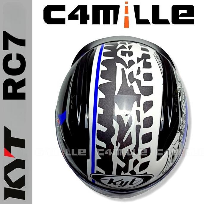COD HELM KYT RC7 RC 7 MOTIF 13 WHITE BLACK BLUE FULL FACE