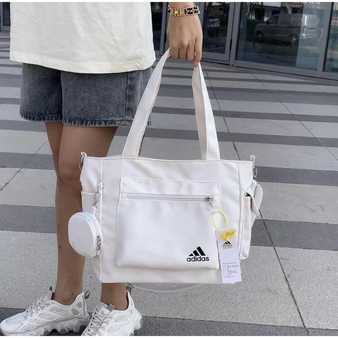 Tas Slingbag Totebag Adidas Basic Original Black White Brown