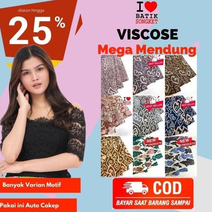 Promo Viscos pastel mega mendung cirebon bahan kain batik viscose viskos COD