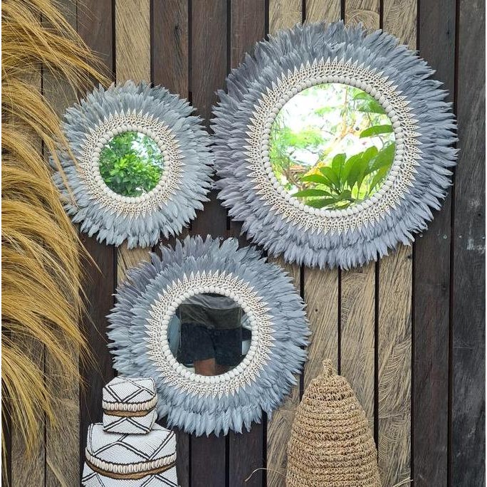 NEW cermin dinding tembok hiasan dinding juju hat bulu wall decor feathers