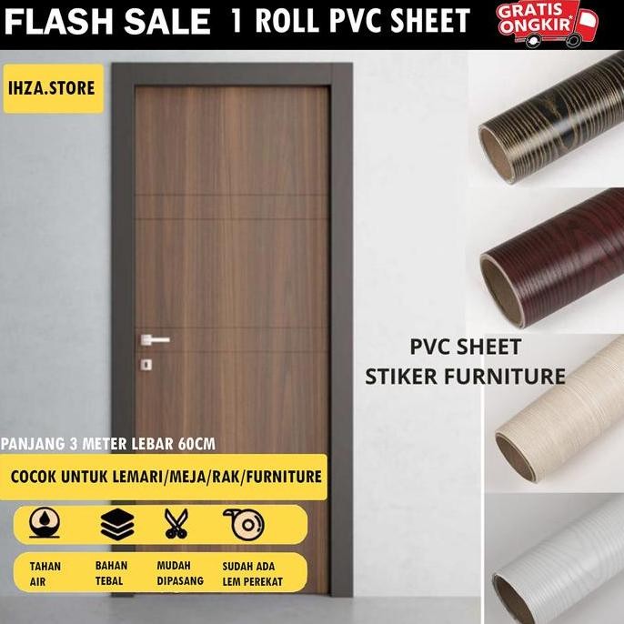DF213>> Sticker Pelapis Furniture  PVC 60cm x 3m Kayu Alami Model Textured Dari RONA PVC 60cm x 3m -