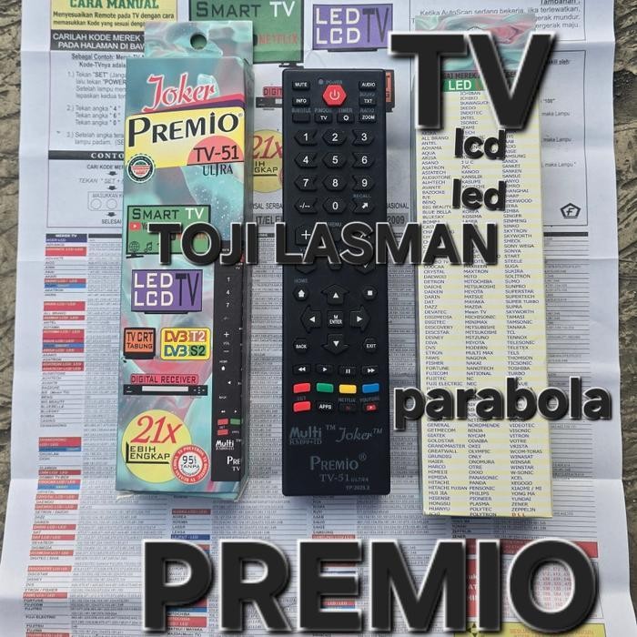 ( REMOTE TV UNIVERSAL JOKER PREMIO ) REMOT KONTROL CONTROL TV LED LCD RECEIVER PARABOLA MULTI UMUM U