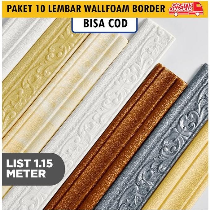 DF279>> Paket 10 Lembart Wallpaper List Border Foam Stiker List Dinding 3D Wallborder Biru