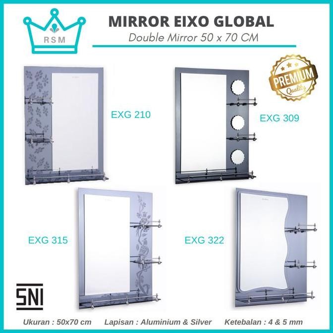 Mirror Eixo Global Kaca Cermin Kamar Mandi Make Up Dinding 50 X 70 Cm