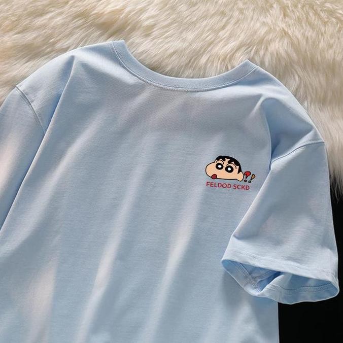 Promo k038 LYBH T-shirt Oversize Biru Wanita Pria Model Regular Unisex Cotton Cartoon Pattern Lucu K