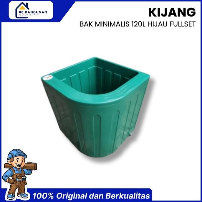 Bak Air Kamar Mandi Plastik 55 Sudut Oval + Sayap / Bak Air Kijang Fullset Warna Hijau