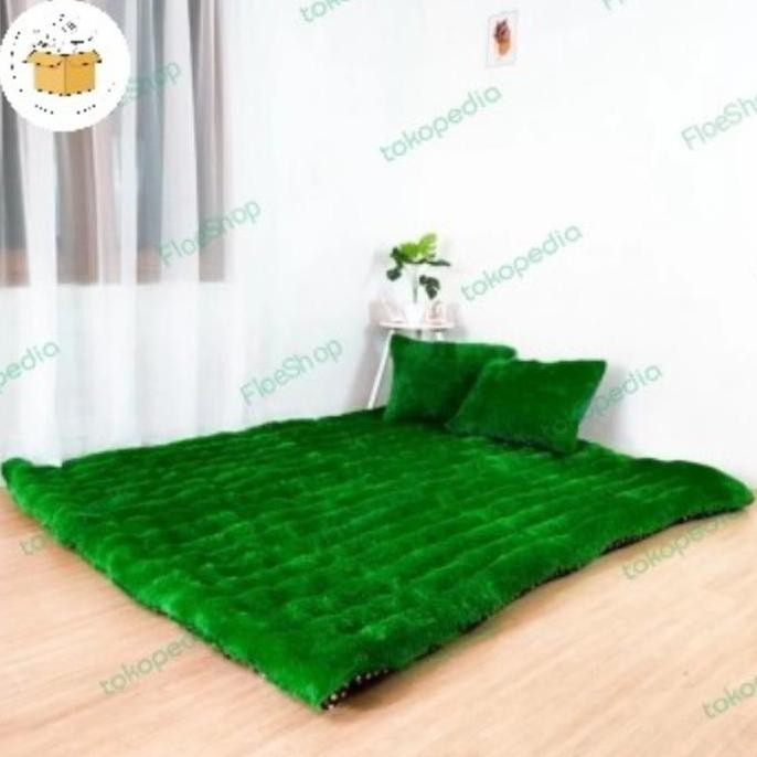 Kasur Gender/Karpet Gender/Surpet Gender Bulu Rasfur Halus Tebal dan Empuk Bonus 2 Bantal
