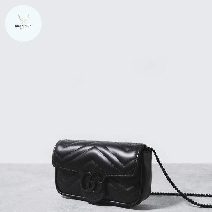 Gucci Gg Marmont Super Mini Bag All Black Red