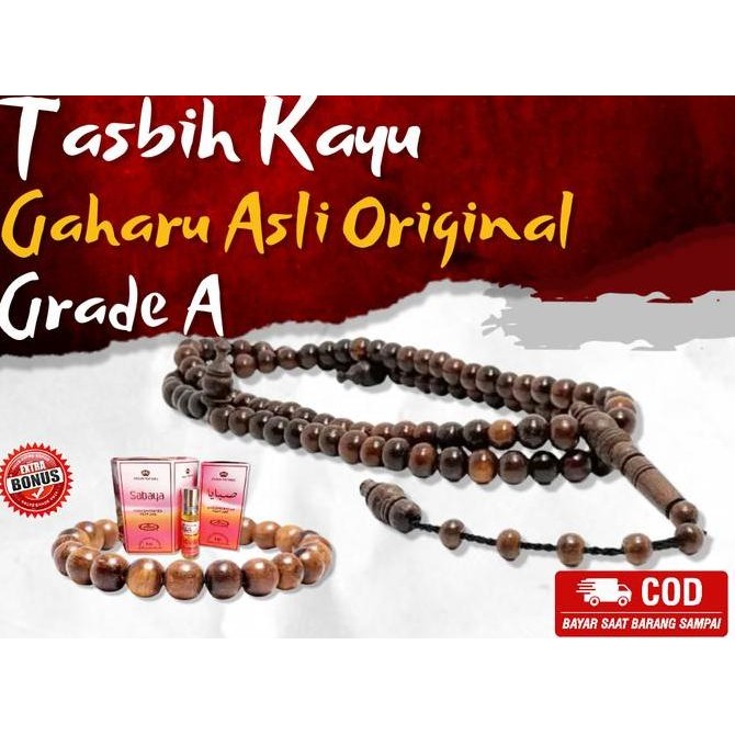 Tasbih 99 Kayu Gaharu Asli Original Grade A Free Gelang Dan Minyak
