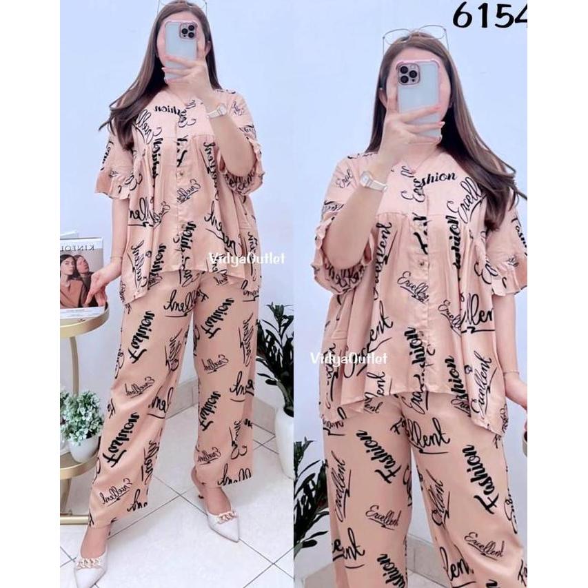 Coup- Vidya - Setelan Michy 6154 One Set Motif Kancing Aktif Busui Friendly Set Inta Kekinian