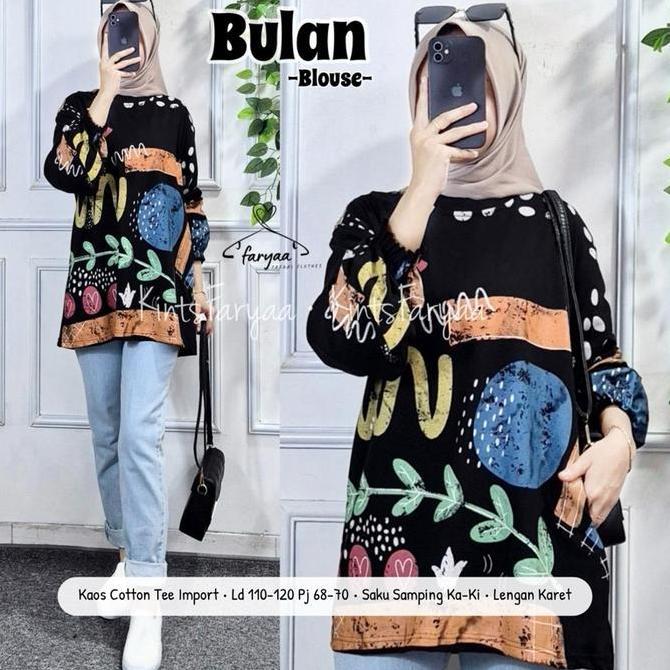PREMIUM BULAN Blouse allsize Ld 110-120cm pas Pb 68-70cm / Atasan Wanita  / Baju Cewek / Kaos katun 