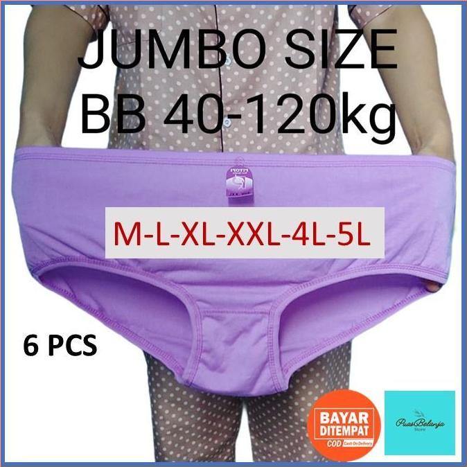 Sous- Celana Dalam Nita Polos Katun 6 Pcs Elastis Cd Ibu Hamil Jumbo 5L-4L-3L-L-M Cawet Cotton Polye