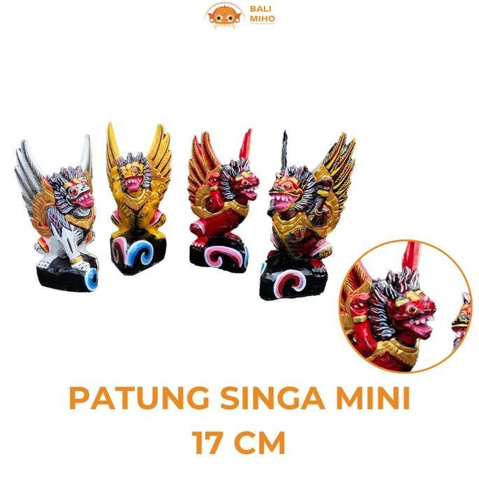 @@@@] Patung Singa Mini 17 cm - Patung singa Untuk Ogoh ogoh - Patung Macan Kayu - Patung Singa Luki