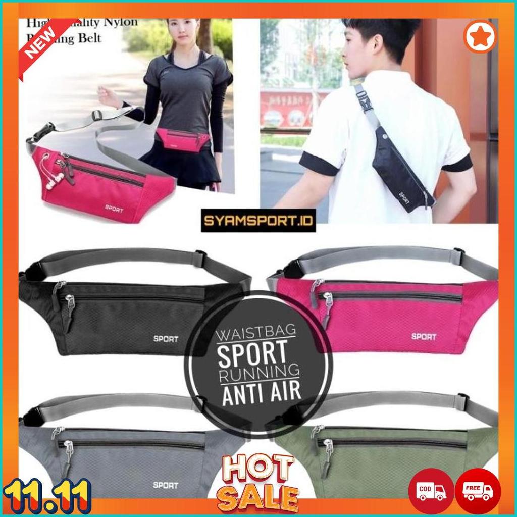 Tas Pinggang Olahraga ANTI AIR Waterproof Simpel  / Tas Running Sport / Waistbag Sport / Tas Olahrag