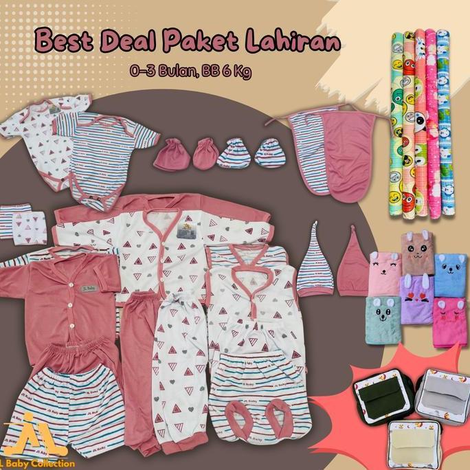 Moms_Ivana  x JL Baby Paket Lahiran Lengkap Free Tas Handuk dan Perlak Baju Bayi Celana Bayi Baru La