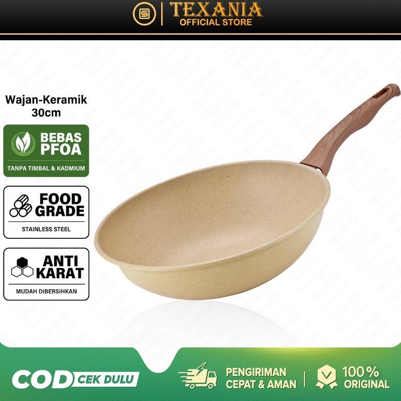 Wajan Keramik 30cm Wajan Anti Lengket Warna Cream Kitchenware Diskon