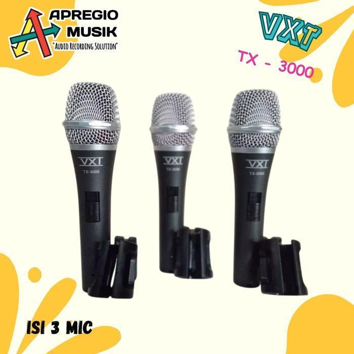 VXT TX-3000 TX3000 DYNAMIC MICROPHONE ISI 3PCS ORIGINAL DAN TERPERCAYA