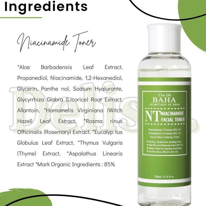 Cos De Baha Niacinamide 5% + Vitamin B5 1% Toner 200 Ml