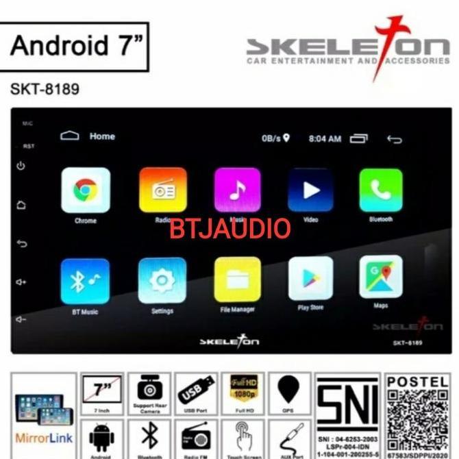 HEAD UNIT TAPE MOBIL DOUBLE DIN ANDROID SKELETON LAYAR 7 INCH