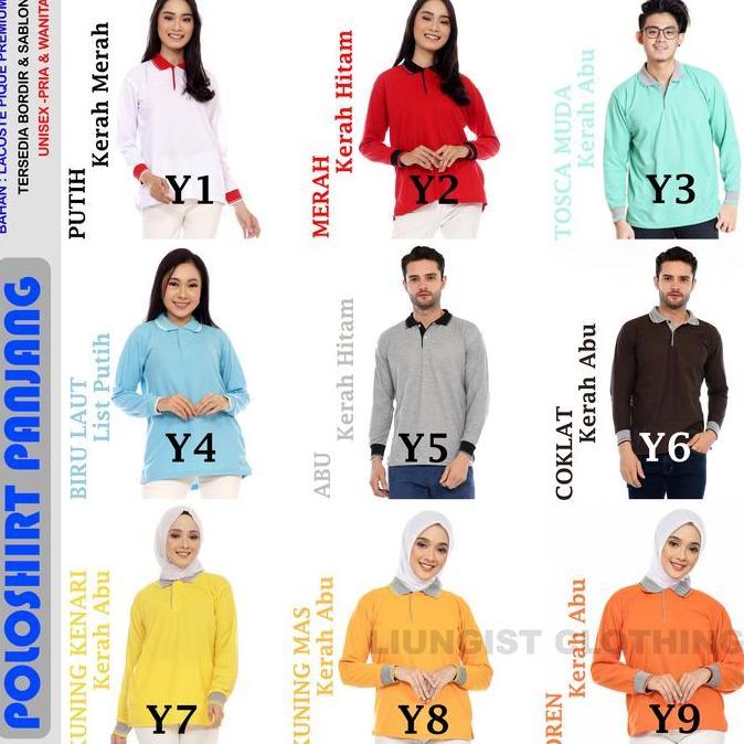 Chuby- Kaos Polo Panjang Ungu Muda Kerah Ungu Tua / Baju Kaos Kerah Panjang Pria Wanita