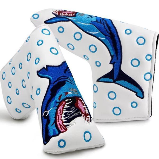 BEBAS ONGKIR - White Shark Putter Blade Golf Head Cover Golf Penutup Sarung Stick Golf Club