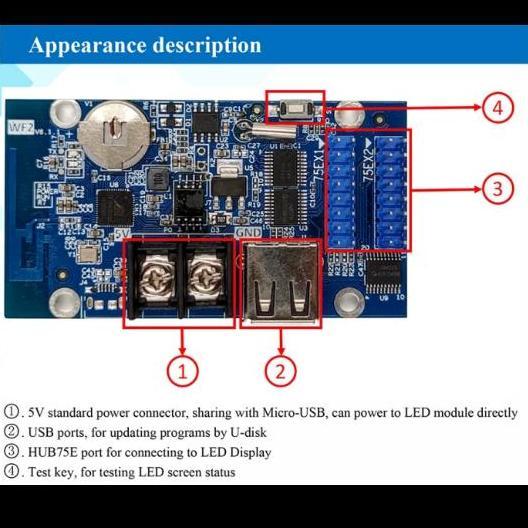 HD-WF2 CONTROLLER LED HUIDU WIFI RGB FULL COLOR HDWF2 P10 SMD DIP DLL