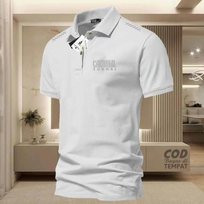 DR214 - Baju Polo Polos Pria Distro - Kemeja Polo Hitam dengan Logo Formal keren