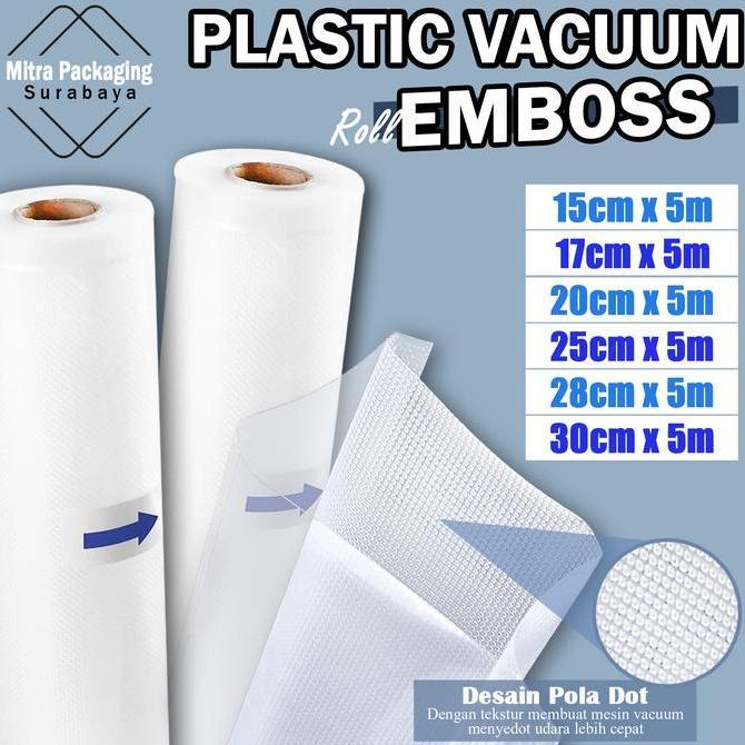 Plastik vakum 5 meter emboss Roll - vacuum bag roll - Plastik Vakum